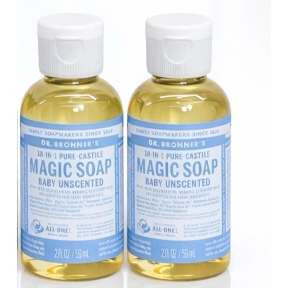 Dr. Bronner's Baby Unscented Pure-Castile Magic Soap 2oz Bottles, Pack of 2